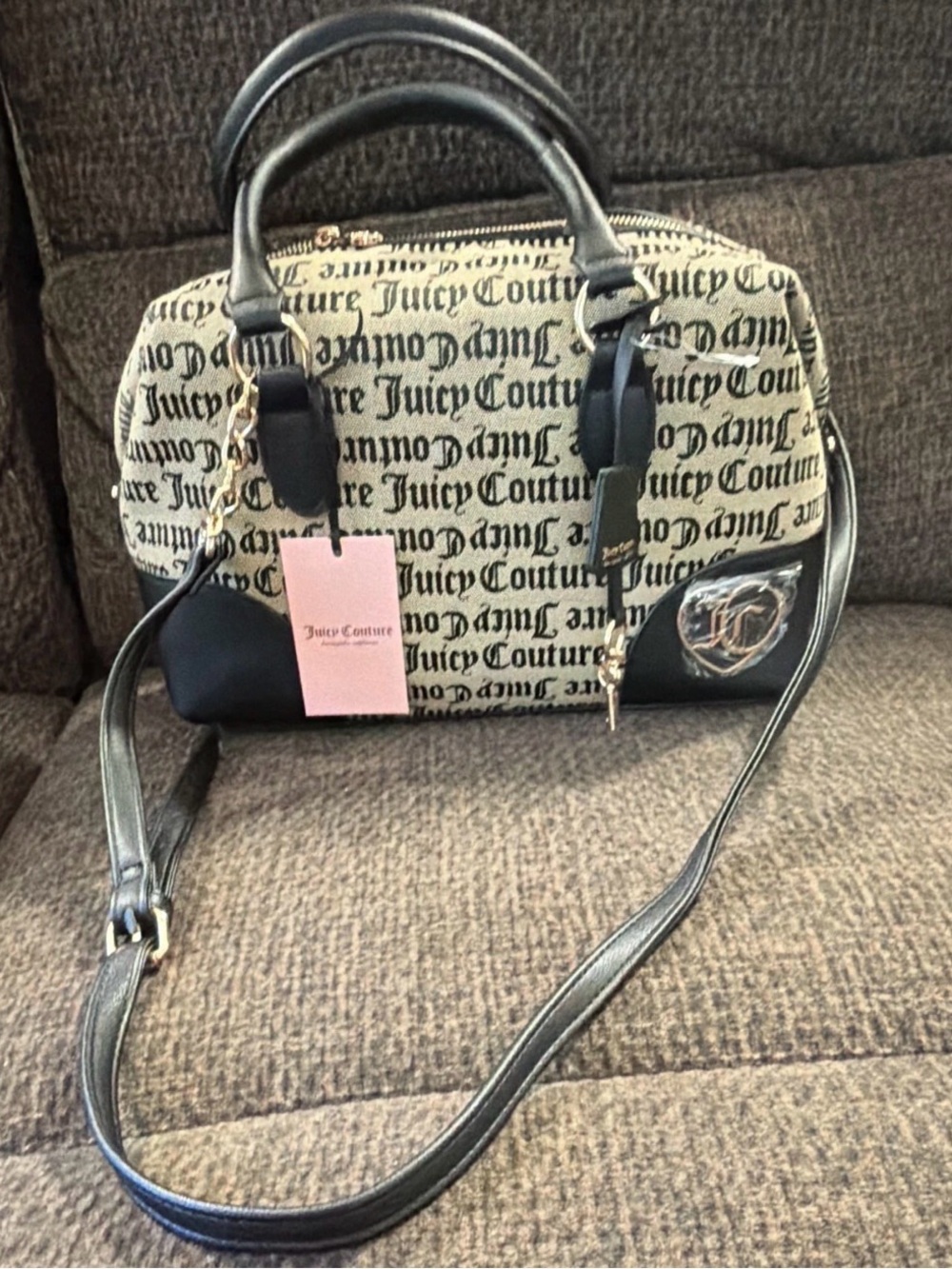 Juicy Couture Beige and Black Signature crossbody NWT